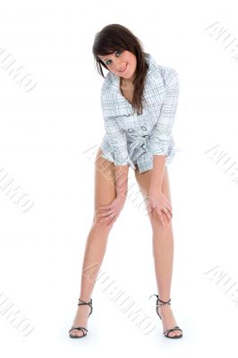 portrait of the brunette with blue eyes