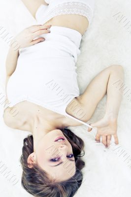 Young woman laying bed Young woman laying bed