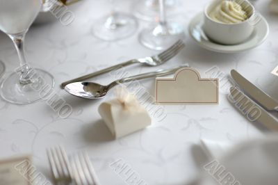 Place card on the festive table Place card on the festive table
