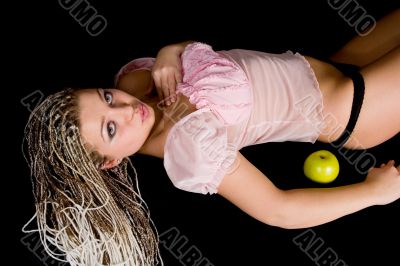Portrait girl with apple