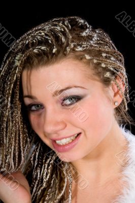 Portrait  girl on black