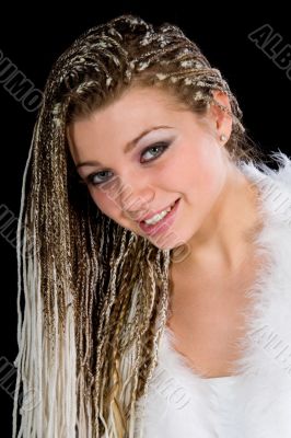 Portrait  girl on black