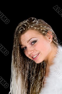 Portrait  girl on black