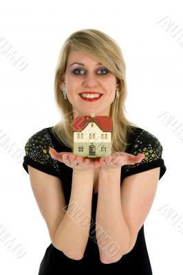 Business woman advertises real estate