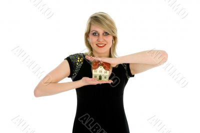 Business woman advertises real estate