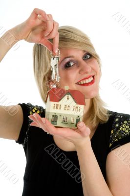 Business woman advertises real estate
