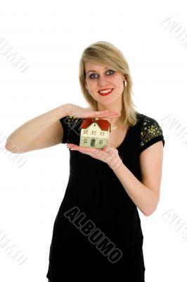 Business woman advertises real estate