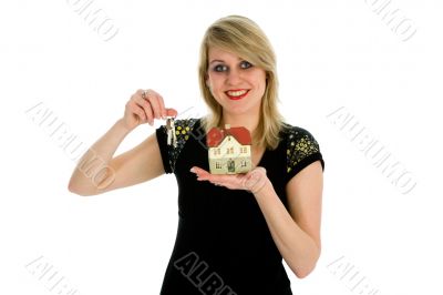 Business woman advertises real estate
