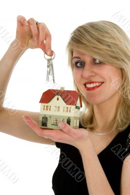 Business woman advertises real estate