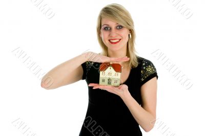 Business woman advertises real estate