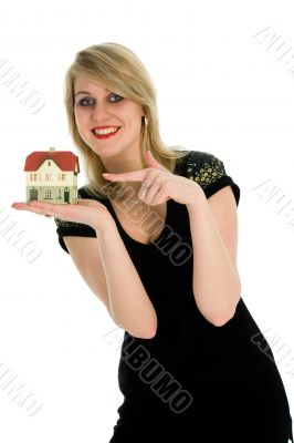 Business woman advertises real estate