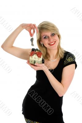 Business woman advertises real estate