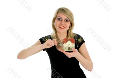 Business woman advertises real estate