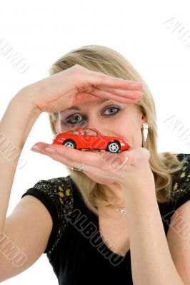 Business woman advertises  the cars