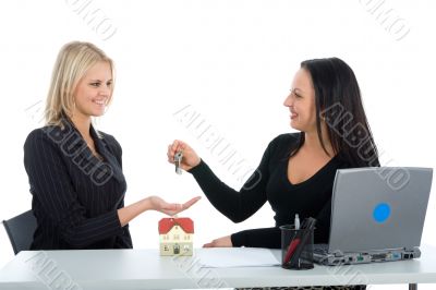 Business women advertises real estat