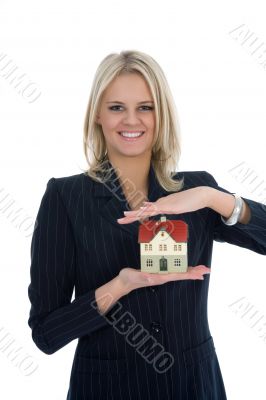 Business woman advertises real estate