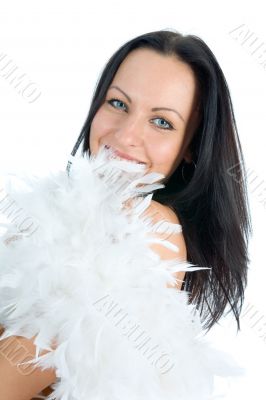 portrait of the brunette with blue eye