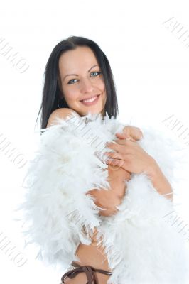 portrait of the brunette with blue eye