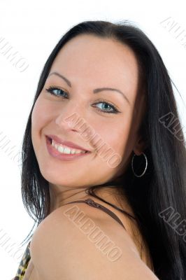 portrait of the brunette with blue eye