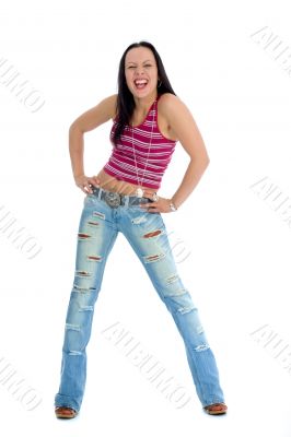 portrait of the brunette with blue eye