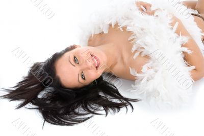 portrait of the brunette with blue eye