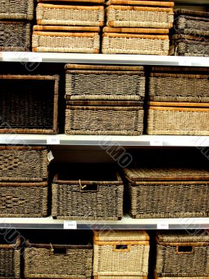 Straw wattled boxes, story shelvings