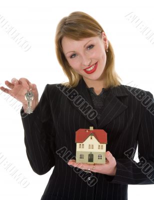 Business woman advertises real estate