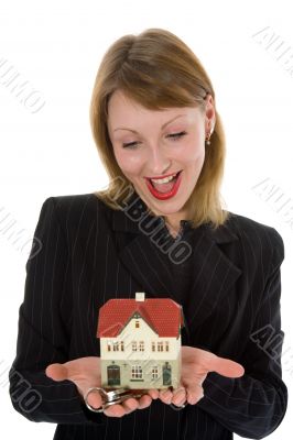 Business woman advertises real estate