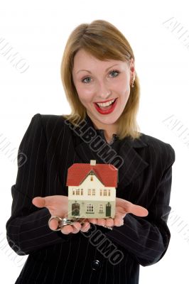 Business woman advertises real estate