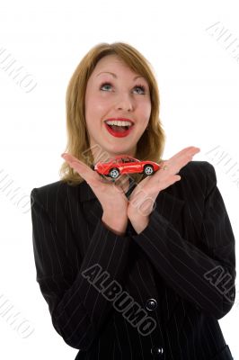 Business woman advertises  the cars