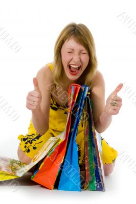 expressive woman shopping
