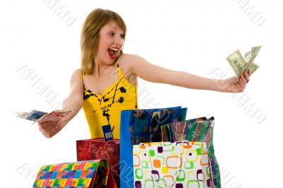 expressive woman shopping