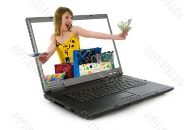 expressive woman shopping