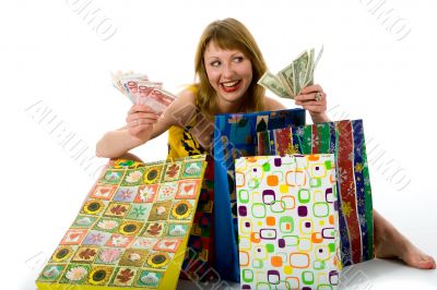 expressive woman shopping