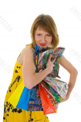 expressive woman shopping
