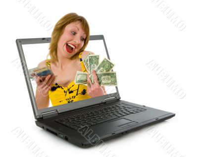 expressive woman shopping