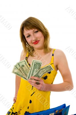 expressive woman shopping