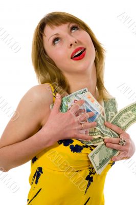 expressive woman shopping