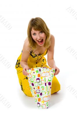 expressive woman shopping