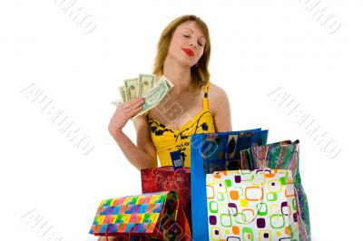 expressive woman shopping