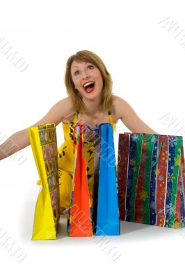 expressive woman shopping