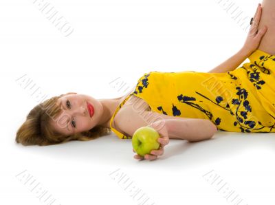 expressive woman with aple