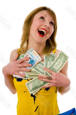 expressive woman shopping