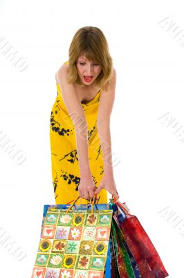 expressive woman shopping