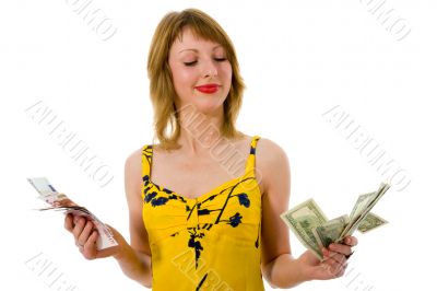 expressive woman shopping