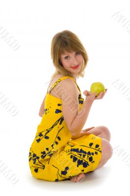 expressive woman with aple