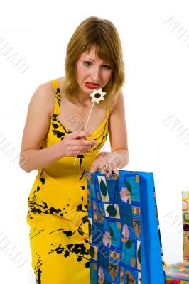expressive woman shopping