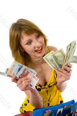 expressive woman shopping