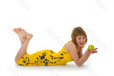 expressive woman with aple