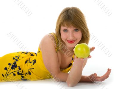 expressive woman with aple